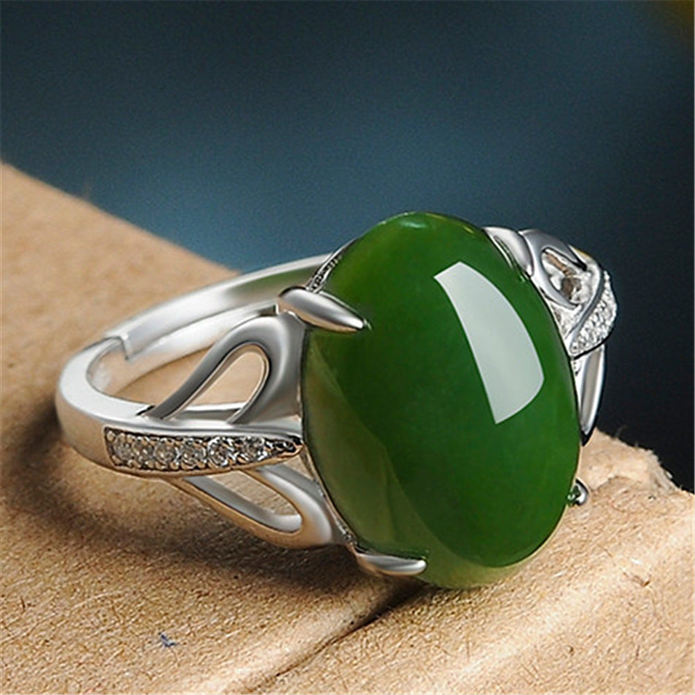 Statement Lady Fashion Green Agate Ring