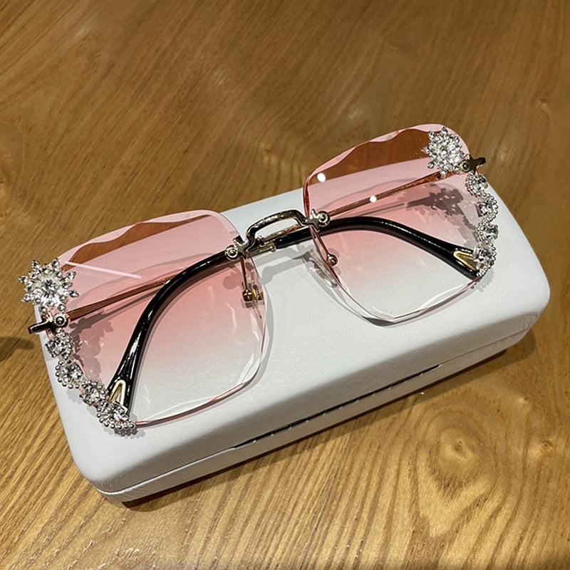 Spectacles On Luxury Vintage Square Rhinestone Sunglasses