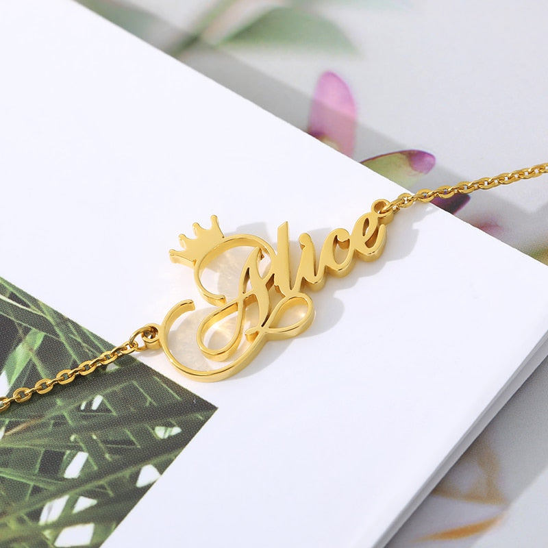 Statement Lady Personalized Custom Name Crown Bracelet