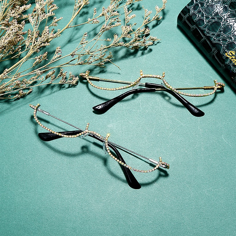 Spectacles On Half Frame Diamond Glasses