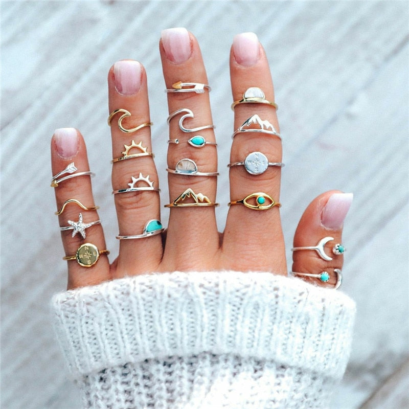 Statement Lady 11 Pcs/Set Gold Rings Jewelry