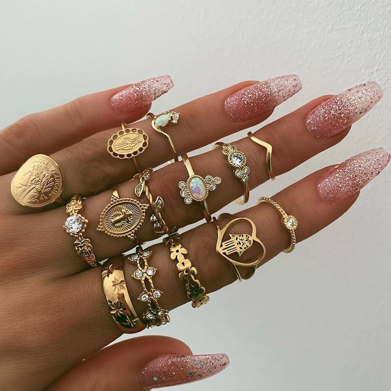 Statement Lady 11 Pcs/Set Gold Rings Jewelry