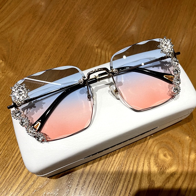 Spectacles On Luxury Vintage Square Rhinestone Sunglasses