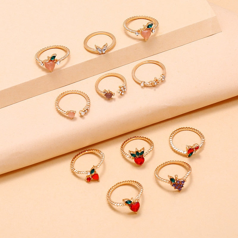 Statement Lady 11 Pcs/Set Gold Rings Jewelry