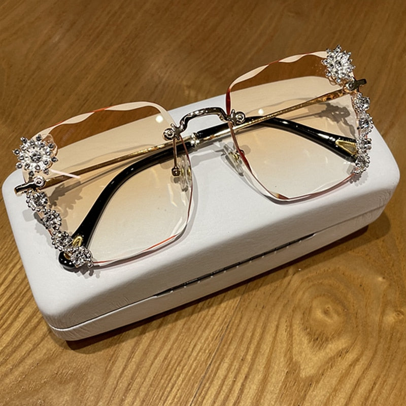 Spectacles On Luxury Vintage Square Rhinestone Sunglasses