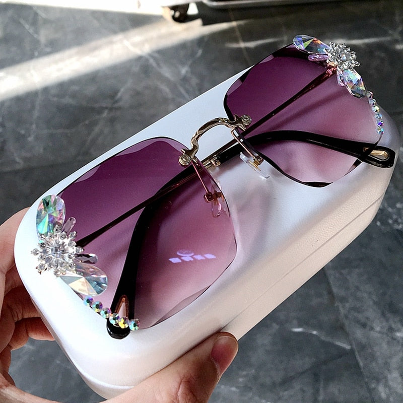 Spectacles On Luxury Vintage Square Rhinestone Sunglasses