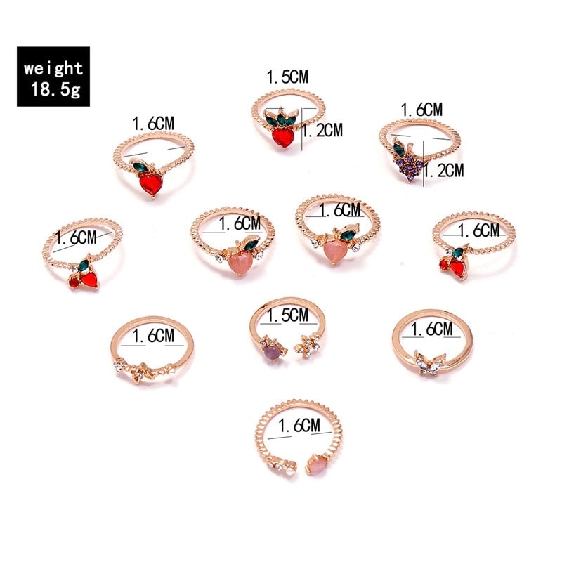 Statement Lady 11 Pcs/Set Gold Rings Jewelry