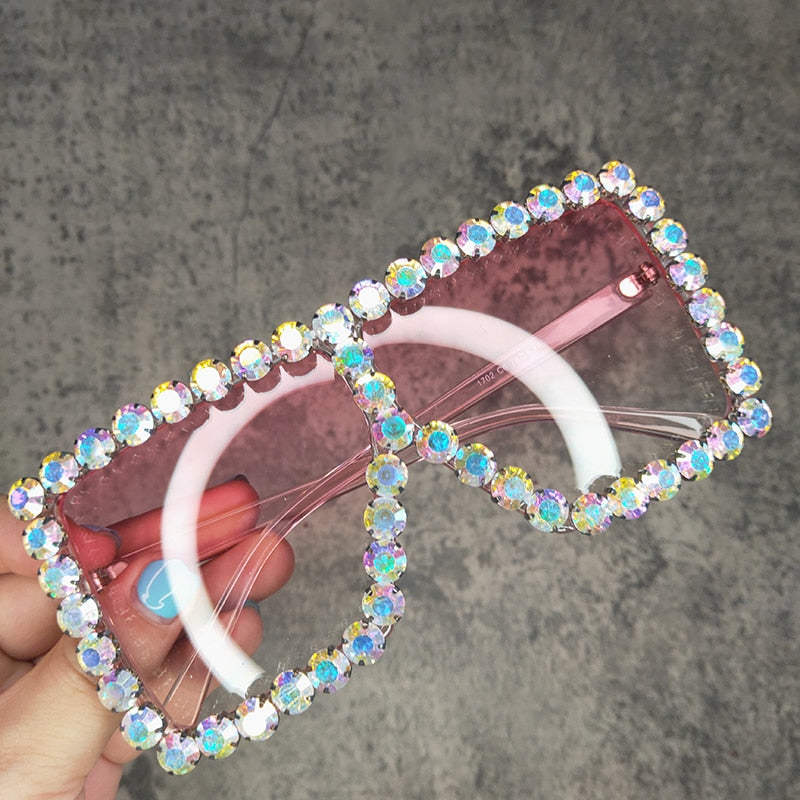 Spectacles On Oversized Crystal Sunglasses