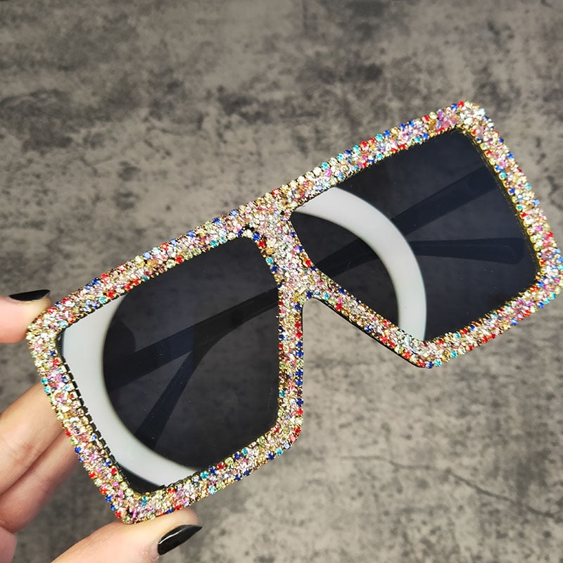 Spectacles On Oversized Crystal Sunglasses