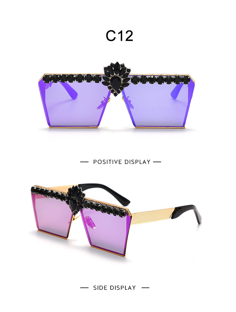 Spectacles On Ladies Diamond Fashion Square Sunglasses