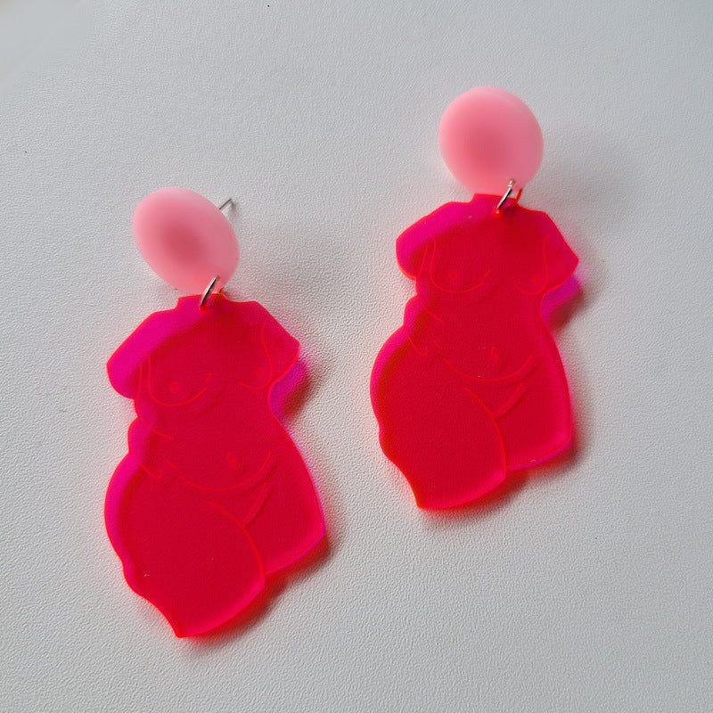 Statement Lady Acrylic Jewelry Body Shaped Earrings