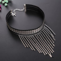 Statement Lady Black Clavicle Tassel Necklace