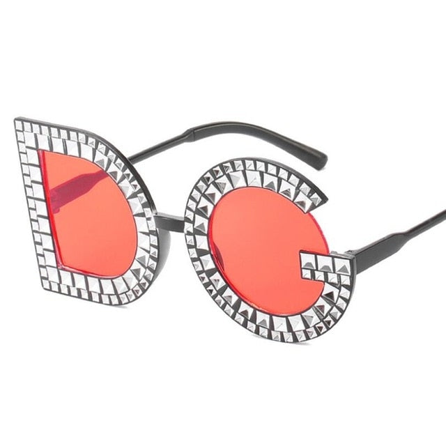 Gorgeous Crystal Diamond DG Logo Eyewear, Red.