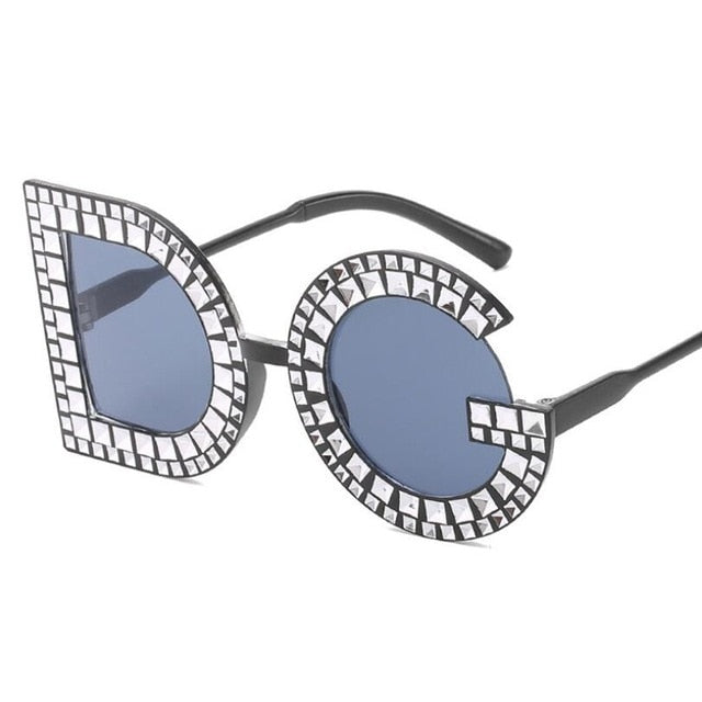 Gorgeous Crystal Diamond DG Logo Eyewear, Gray.