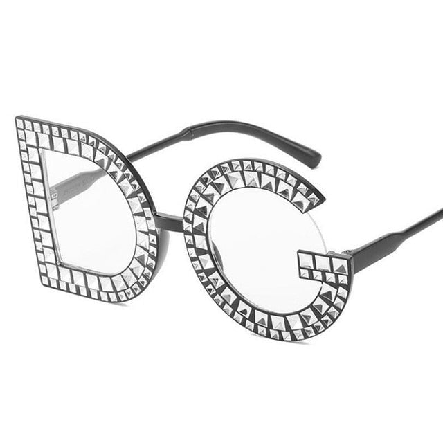 Gorgeous Crystal Diamond DG Logo Eyewear, Transparent.